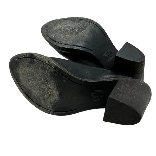 Frye Izzy Zip Moto Mule Heels Leather Open Toe Black‎ Size US 9.5 - Image 12