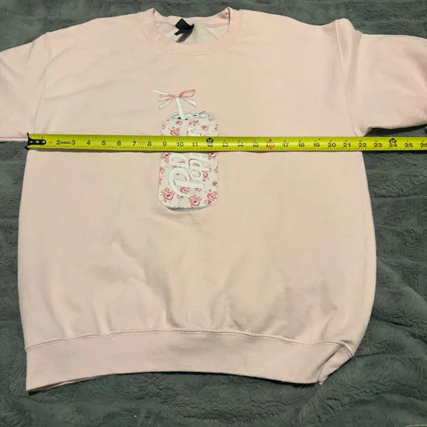 Gildan Dr Pepper Graphic Sweatshirt Pink Floral Soda Crewneck Medium - Image 9