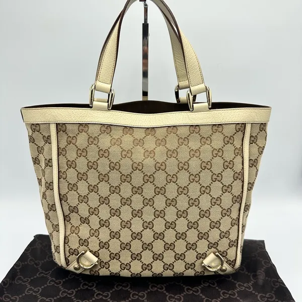 Gucci Beige/Cream GG Canvas And Leather Abbey D-Ring Tote - Image 2
