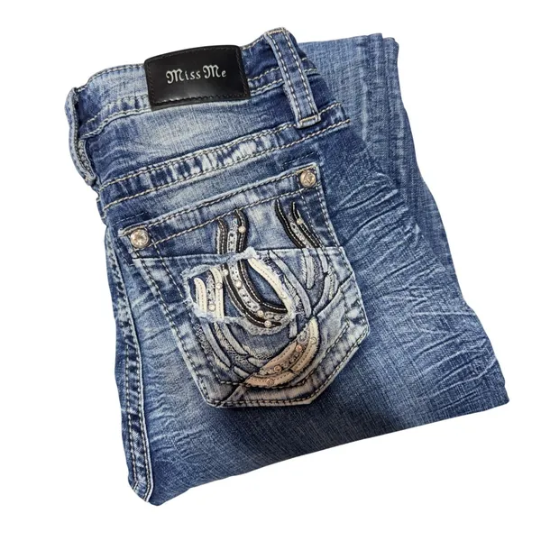 Miss Me Jeans Curvy Ankle Skinny Women's 30 Blue E3764VFA5 Horseshoe Western - Image 3