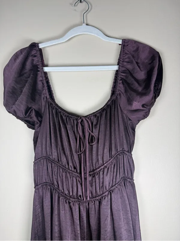 GB Satin Milkmaid Fairy Witchy Midi Dress Sz M Coquette - Image 3