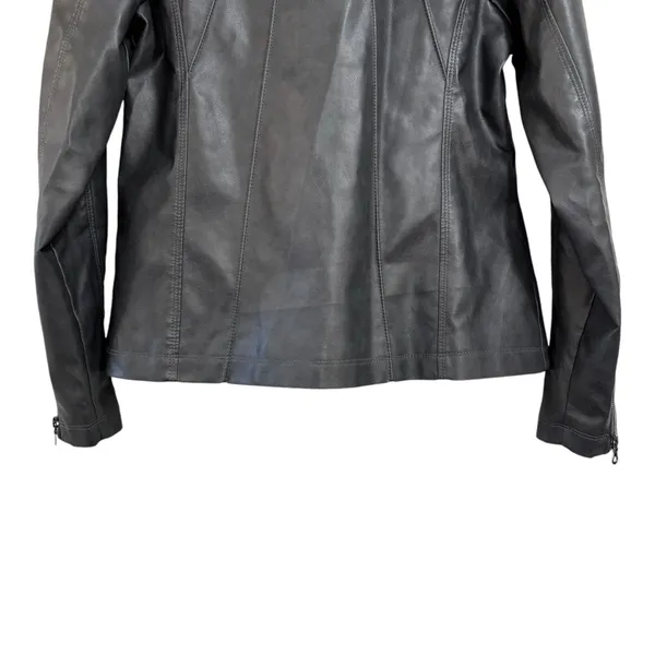 Tagoo Vegan Faux Leather Gray Biker Moto Zip Up Grunge Jacket NWT Large - Image 13