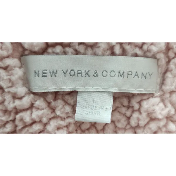 New York Company‎ Light Pink Hooded Puffer Vest Women's Size L Sherpa Lined - Image 4