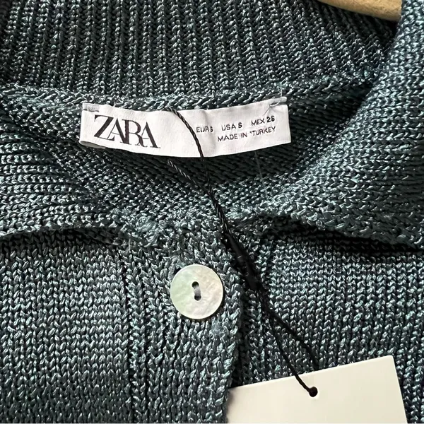 Zara women's Blue Knit Shirt size S - Image 4