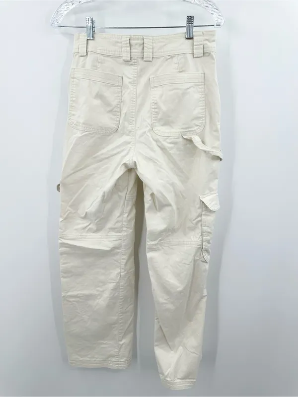 Abercrombie‎ & Fitch Women’s Relaxed Cargo Pants Cream Color Size 4 - Image 3