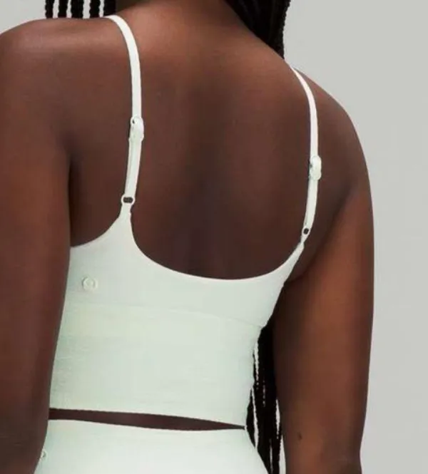 Lululemon Seersucker Light Blue High-Neck Long-Line Swim Top - Image 2