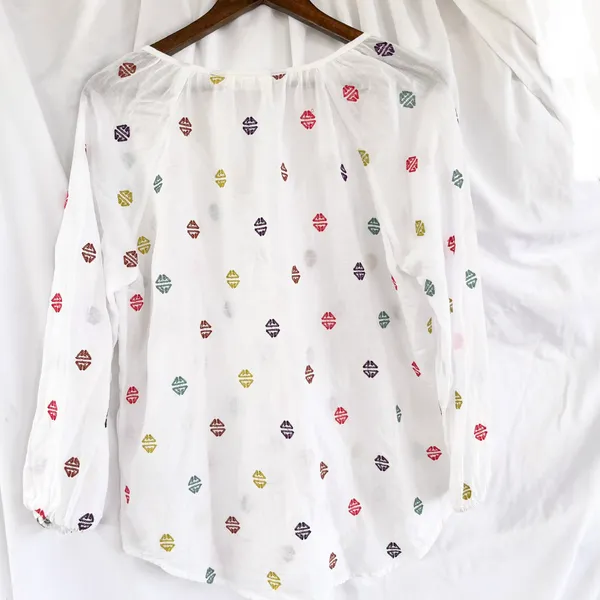 Roller Rabbit Kurtoe Multi Color Embroidered Blouse Medium - Image 5