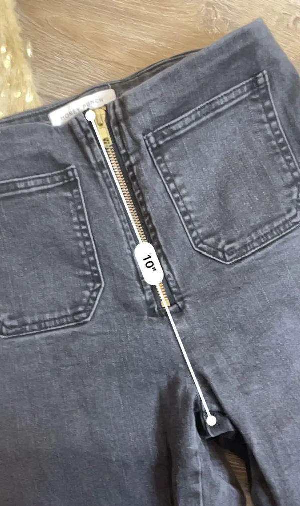 Honey Punch High Rise Zipper Black Flare Jeans - Image 4