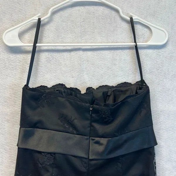 WHITE HOUSE BLACK MARKET Dress Womens Size 4 Black Lace Lined Strapless Cocktail - Image 10