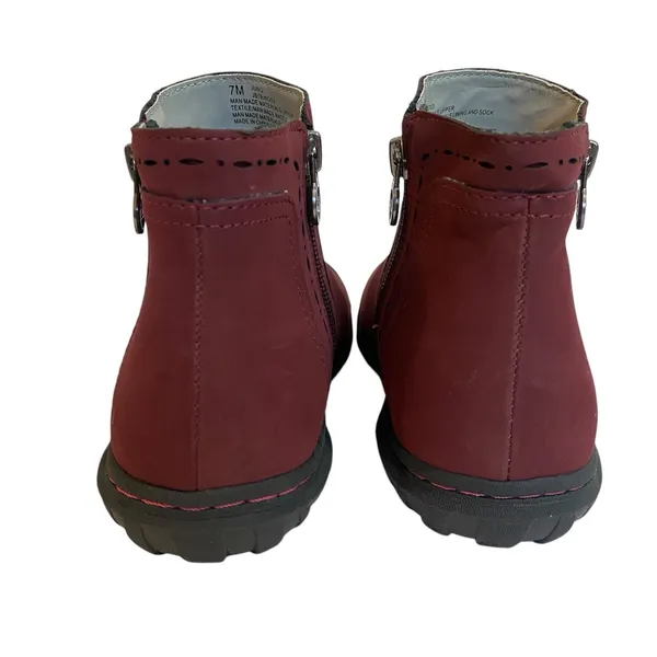 Jbu Memory Foam Do Juno Women Sz 7‎ M Burgundy Ankle Length Zip Up Chelsea Boots - Image 8