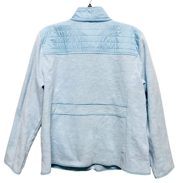 Talbots Womens Jacket XL Blue High Neck Zips Pockets Fleece Cotton Blend‎ - Image 3