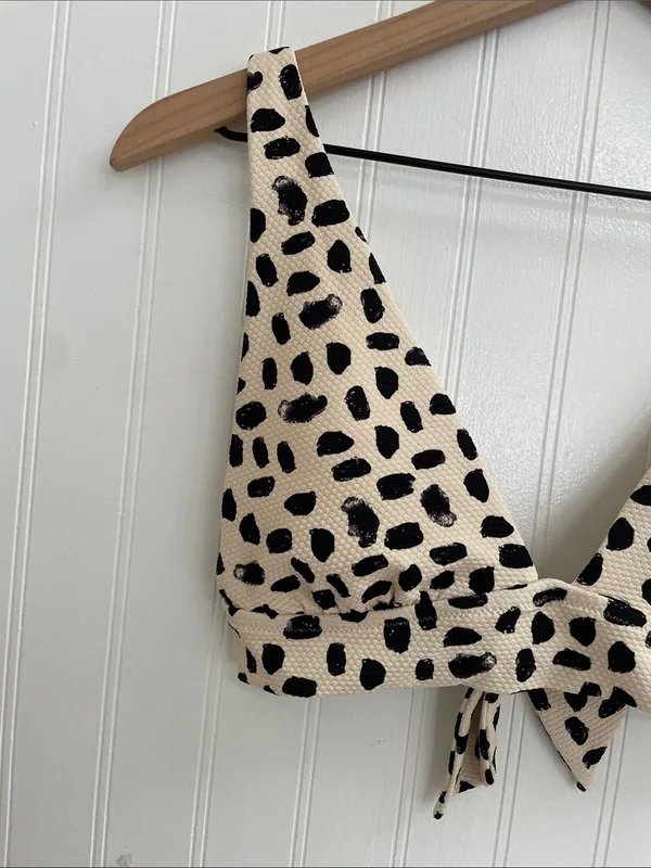 AERIE Pique Triangle Tie Back Bikini Swim Top Abstract Dot Size S NWT - Image 6