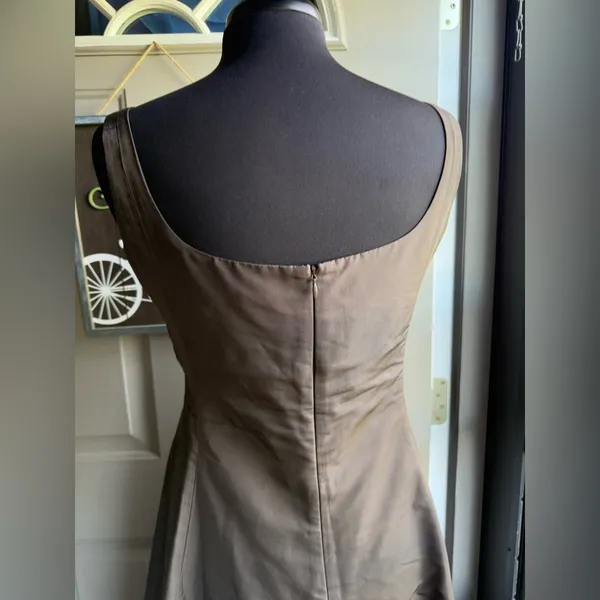Vintage Y2K J. Crew brown silk holiday sleeveless dress, size 12 - Image 7
