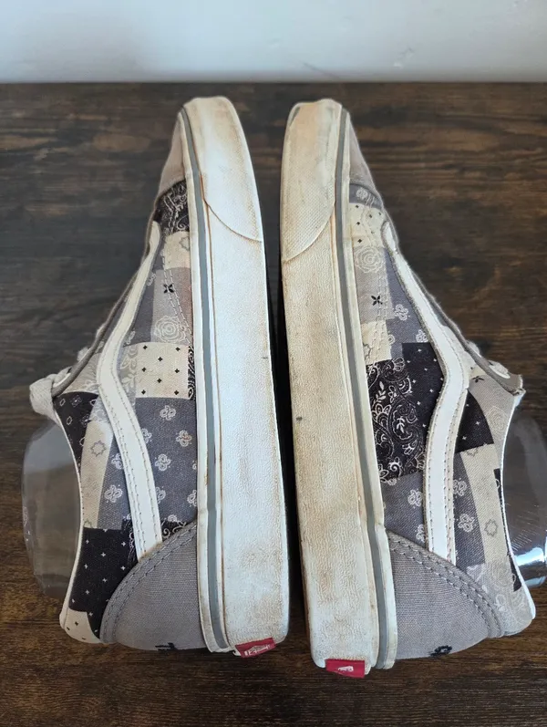 Vans Patchwork Sneakers Low Top Gray Custom Chill Chupapi Unisex M 7.5 W 9 - Image 6