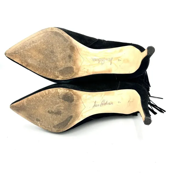 Sam Edelman Ankle Boots Women's Suede Fringe Pointed Stiletto Western Black Sz 7 - Image 9
