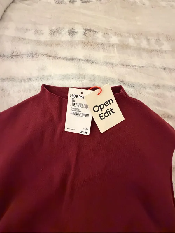 Nordstrom Open Edit Red Grape Mock Neck Top - Image 2
