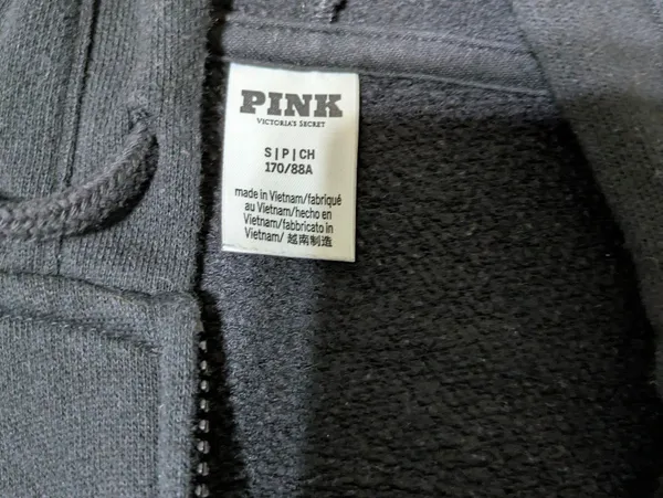 Victoria's Secret PINK Black Full Zip Hoodie Size Small - Image 4