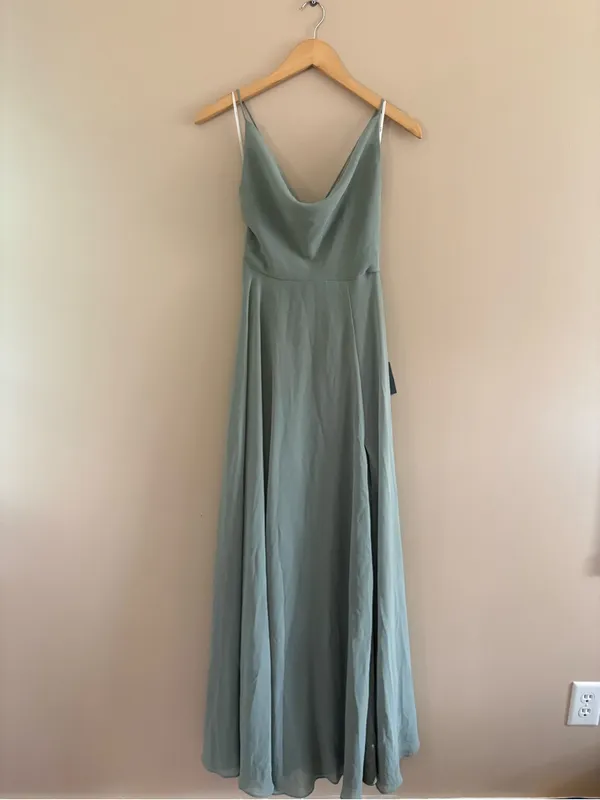 Lulus Romantically Speaking Sage Green Cowl Lace-Up Maxi Dress Size Medium - Image 5