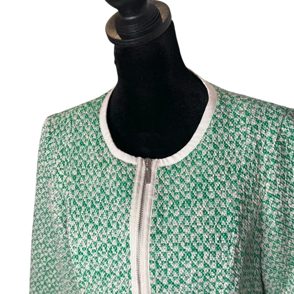 Cabi Woven Knit Full Zip Cardigan‎ Green Sweater Womens 4 Office Career Preppy - Image 5