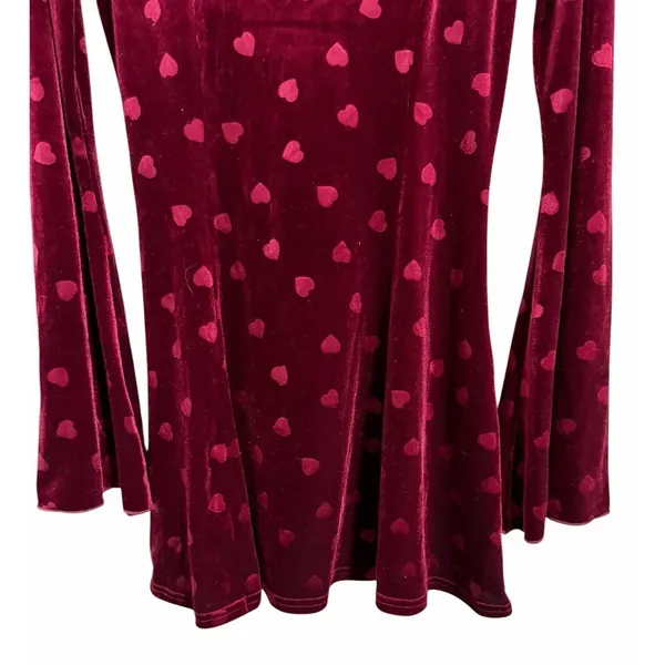 Dolls Kill Sugar Thrillz Valentine Wish Mini Dress Burgundy Women'S Size‎ Medium - Image 5