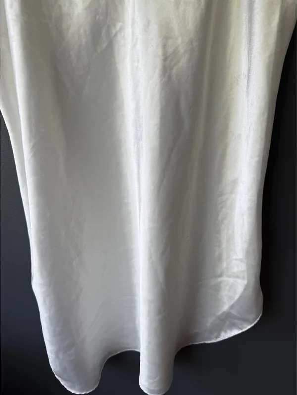 Ivory Satin Lace Trim Slip Dress with Bow Detail - Image 4
