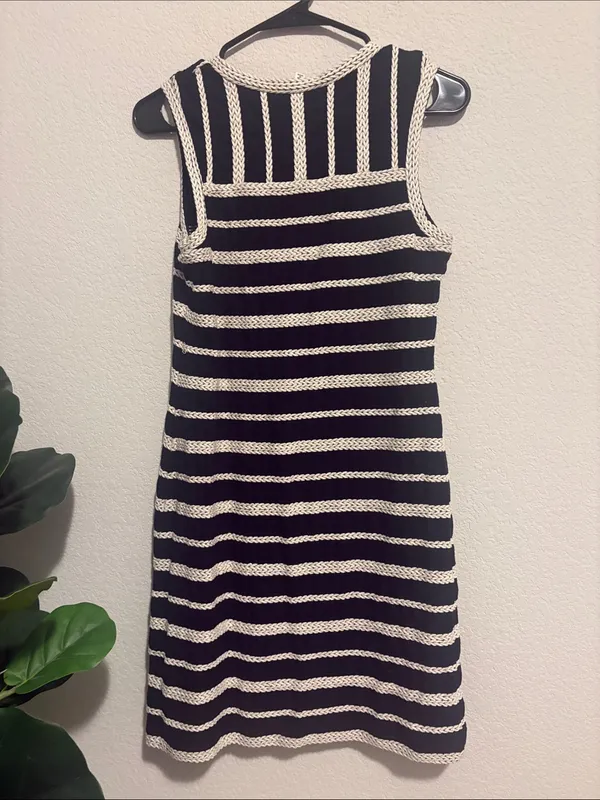 Max Studio black and White nautical Striped Knit Tank Dress M - Image 6