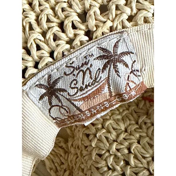 Sun n Sand Crochet Crown Wide Brim Straw Hat with Beads - Image 4