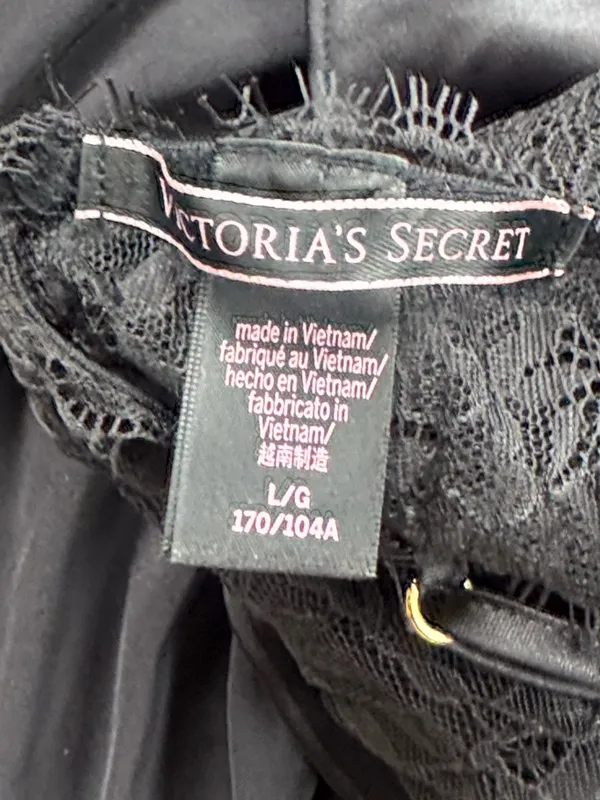 Victoria’s Secret Very Sexy Lace Satin Babydoll Slip Dress Chemise Black Large - Image 3