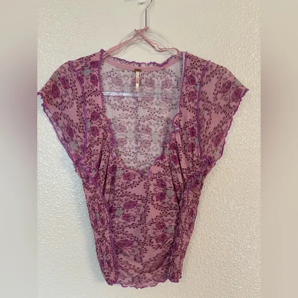 FREE PEOPLE Oh My Baby Tee in Lilac Combo - Image 4