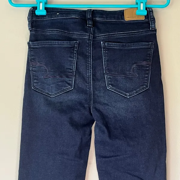 American Eagle Dark Wash Indigo Super High Rise Jegging Super Stretch Size 2 Reg - Image 8
