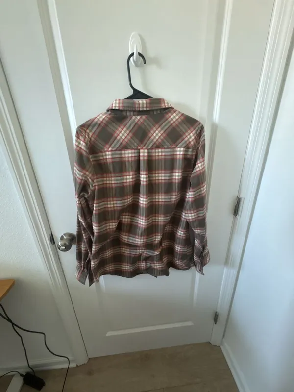 L.L.Bean Relaxed Fit Plaid Cotton Flannel Button-Up Shirt Brown Pink Size L - Image 7