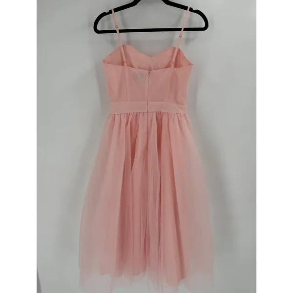 AURA Tulle Bow‎ Midi Dress Womens Small Pink Sweetheart Balletcore Coquette - Image 9
