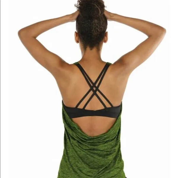 Icyzone green athletic tank with built in bra - Image 2