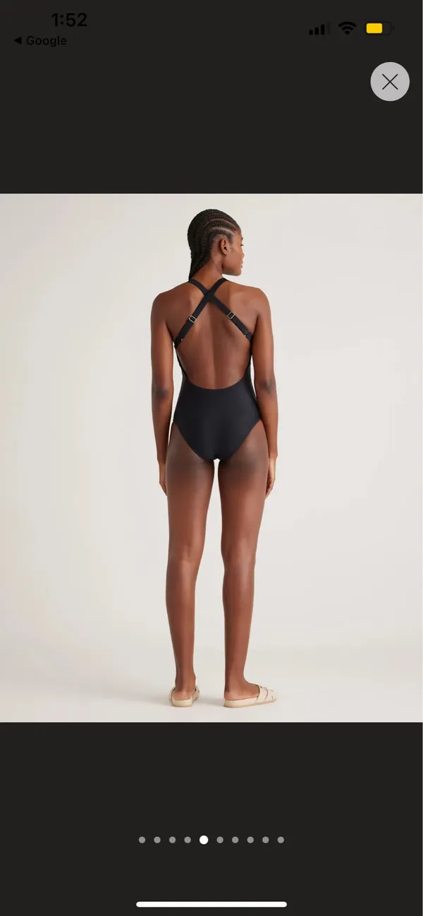 New Quince Cross-Back One-Piece Swimsuit in Black Size Large - Image 6