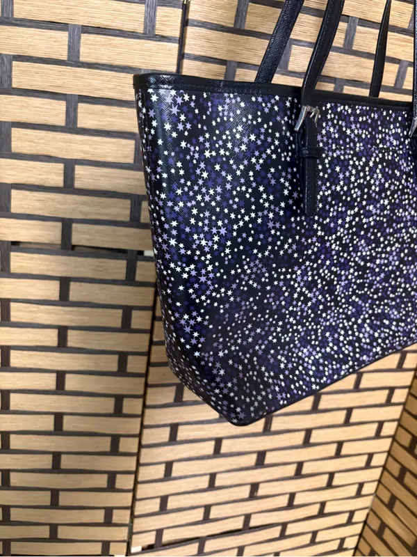 Michael Kors Purple And Black Star Print Tote Bag - Image 3