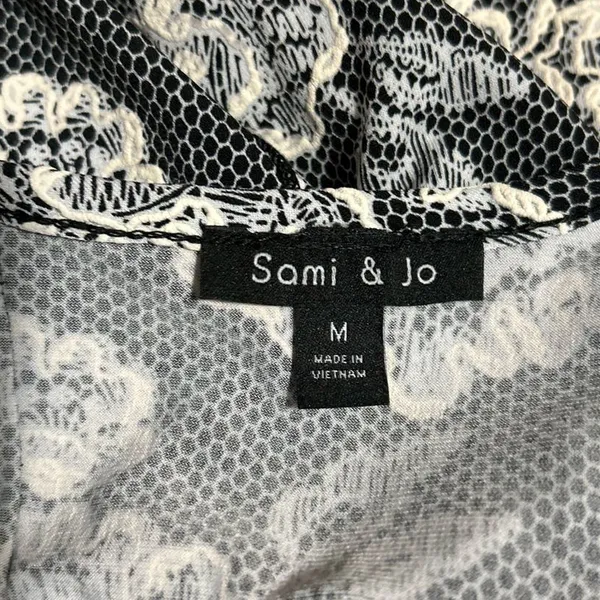 Sami & Jo‎ Women's Lace Embroidered Black Cream 3/4 Sleeve Dress Size M - Image 3