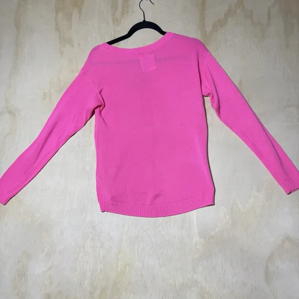 Hollister Pink V Neck Sweater Women's‎ XS Long Sleeve Knit Preppy Y2K Casual - Image 7