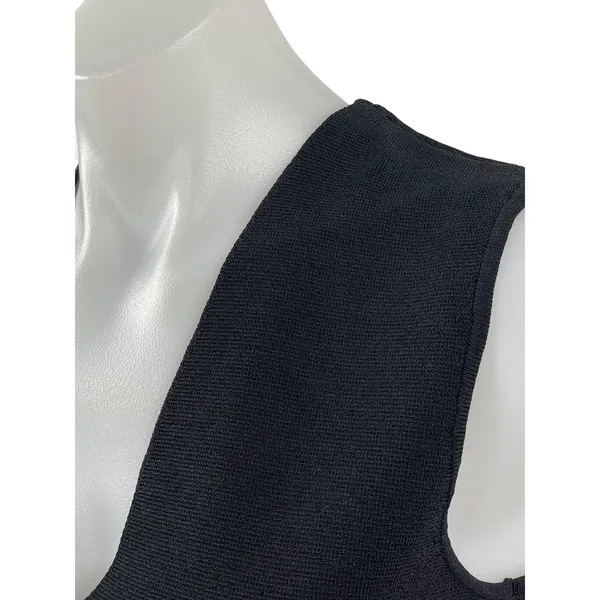 Zara Women's Black Sleeveless V Neck Button Down Waistcoat Suit Vest Tank Top S - Image 3