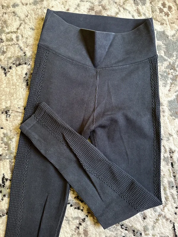 Aerie Ribbed Charcoal Gray Leggings - Image 3