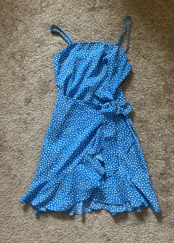 Hello Molly Mini Dress Blue Polka Dots - Image 2