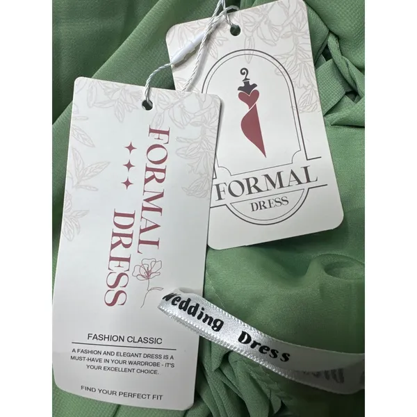 Formal Dress Womens 12 Sage Green Chiffon Lace Up Corset Back Layered Maxi Gown - Image 8