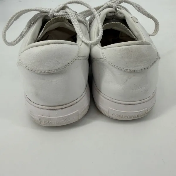Moncler White Leather Low Top‎ Sneakers Women's 10 EU 41 Red Navy Stripe - Image 6