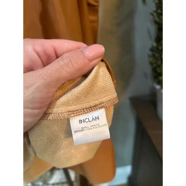 INCLAN STUDIO Millie Faux Leather Mini Dress TAN BROWN Butterscotch Womens Size - Image 9