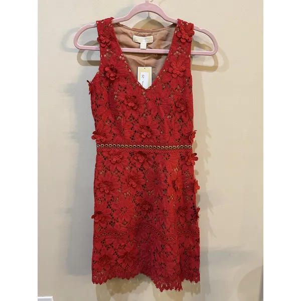 MICHAEL Michael Kors Floral‎ Appliqué Lace Dress 3D Party Cocktail Coquette Twee - Image 2