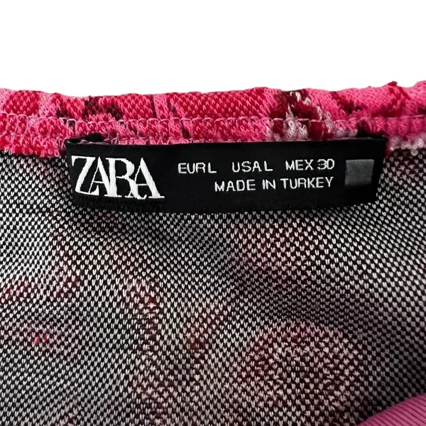 Zara Peplum Strapless Floral Jacquard Mini Dress Pink Rhinestone Party Size L - Image 5