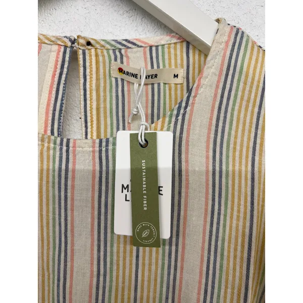 Marine Layer Sz M Laney Multicolor Striped Belted Beachy Ruffle Mini Dress - Image 5