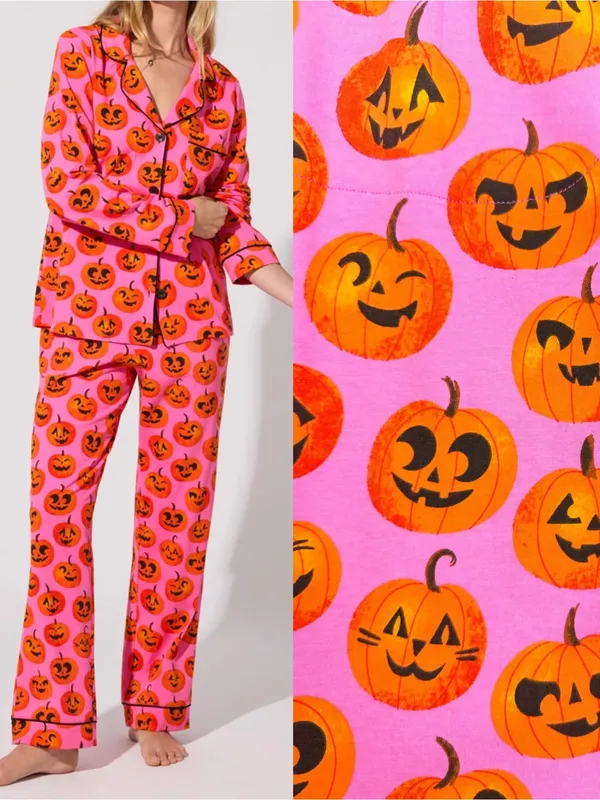 BedHead PJs Jolly Jack-O-Lantern Long Sleeve Classic Stretch Jersey Pajama Set - Image 2
