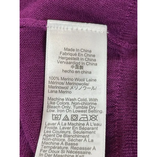 J.Crew 100% Merino Wool Sweater Women S Magneta Purple V-Neck Lightweight - Image 7