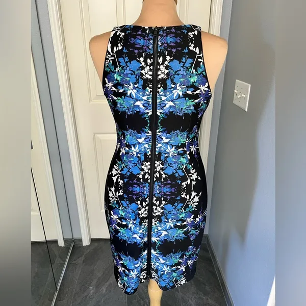Vintage Cache Floral‎ Bead Embellished Sheath Dress Back Zip - Image 4