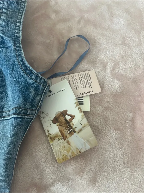 Sincerely Jules Denim Halter Crop Top - Blue - Image 2
